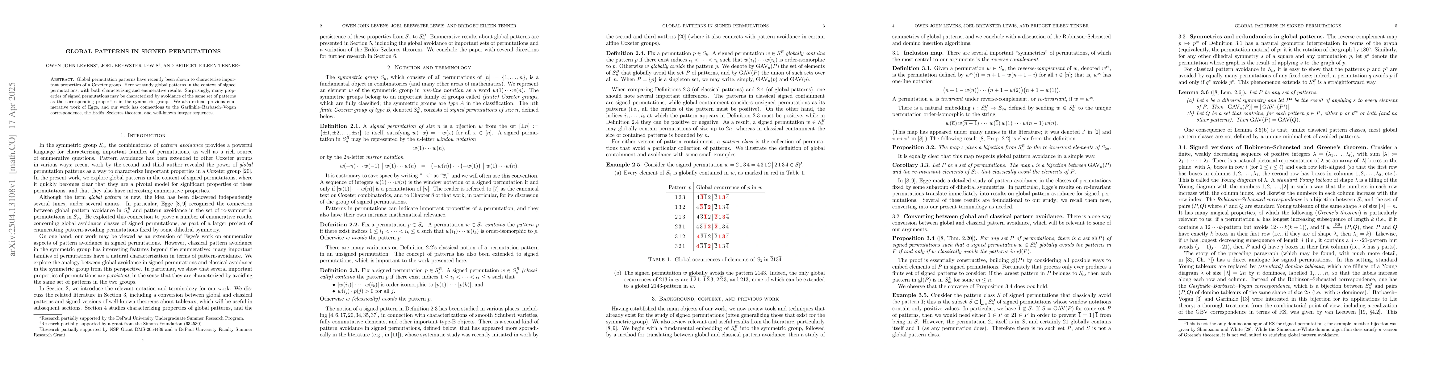 Thumbnail for Global patterns in signed permutations