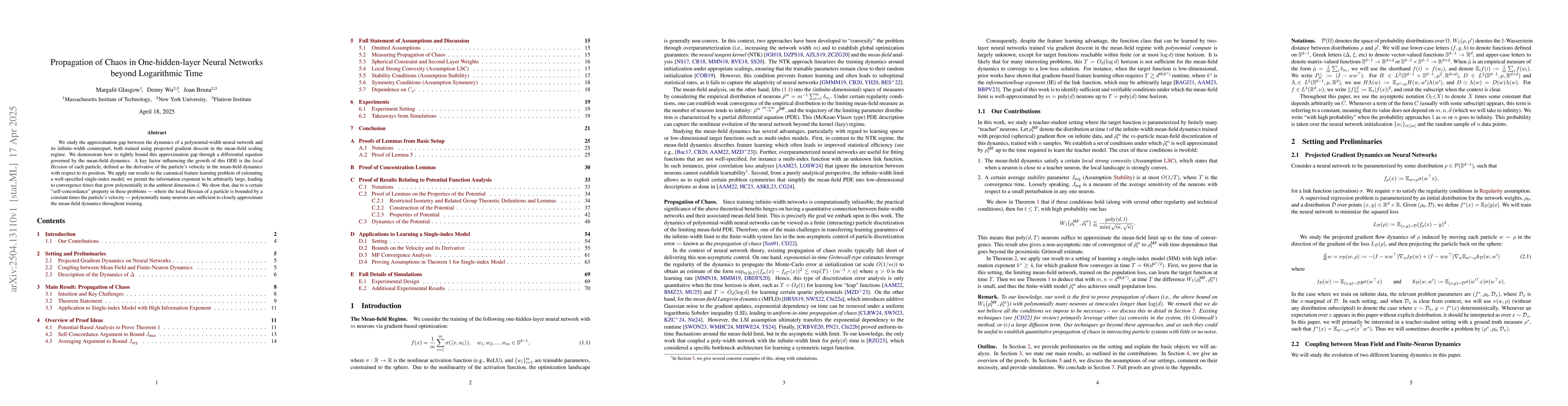 Thumbnail for Propagation of Chaos in One-hidden-layer Neural Networks beyond
  Logarithmic Time