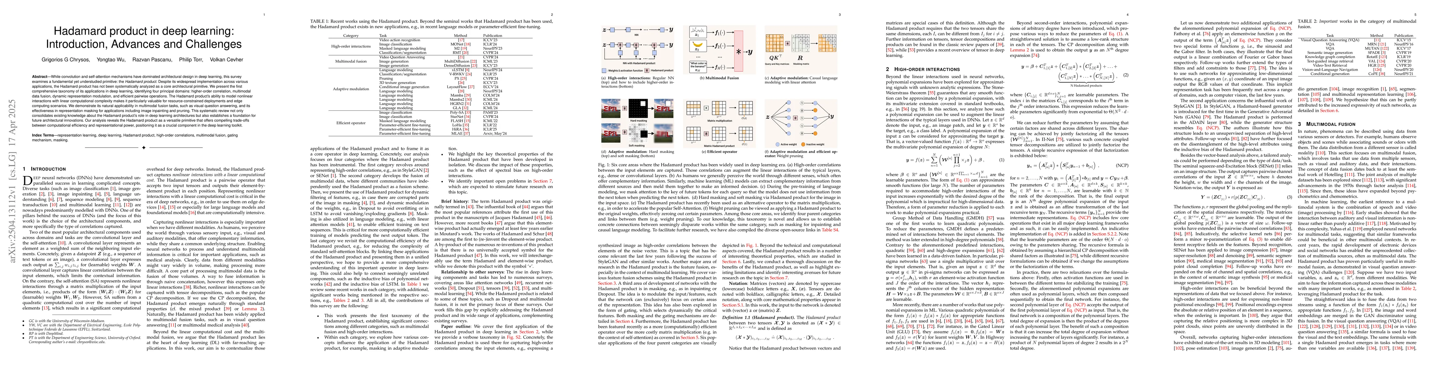 Thumbnail for Hadamard product in deep learning: Introduction, Advances and Challenges