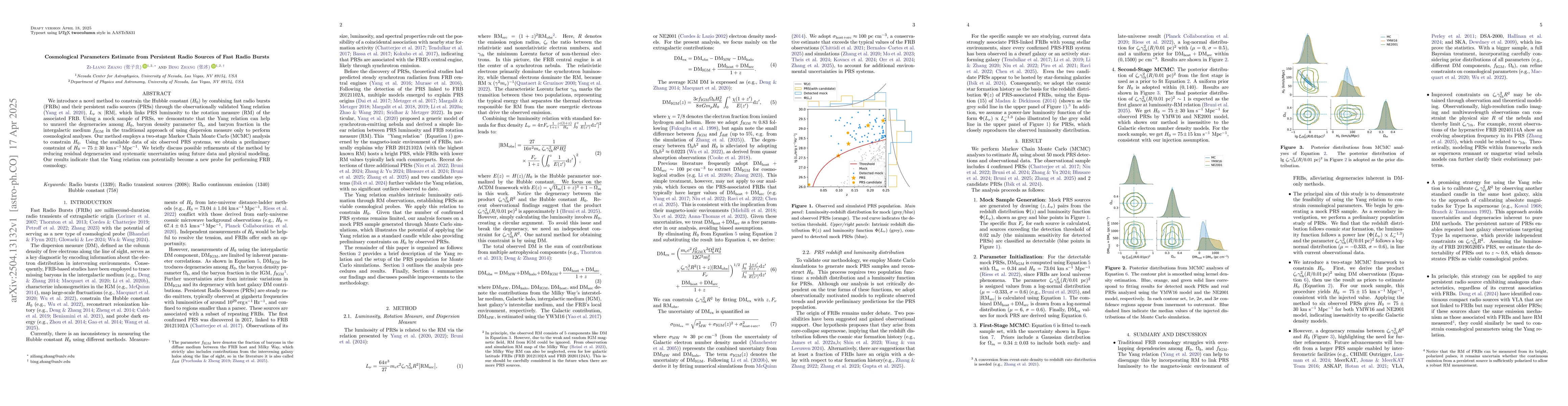 Thumbnail for Cosmological Parameters Estimate from Persistent Radio Sources of Fast
  Radio Bursts