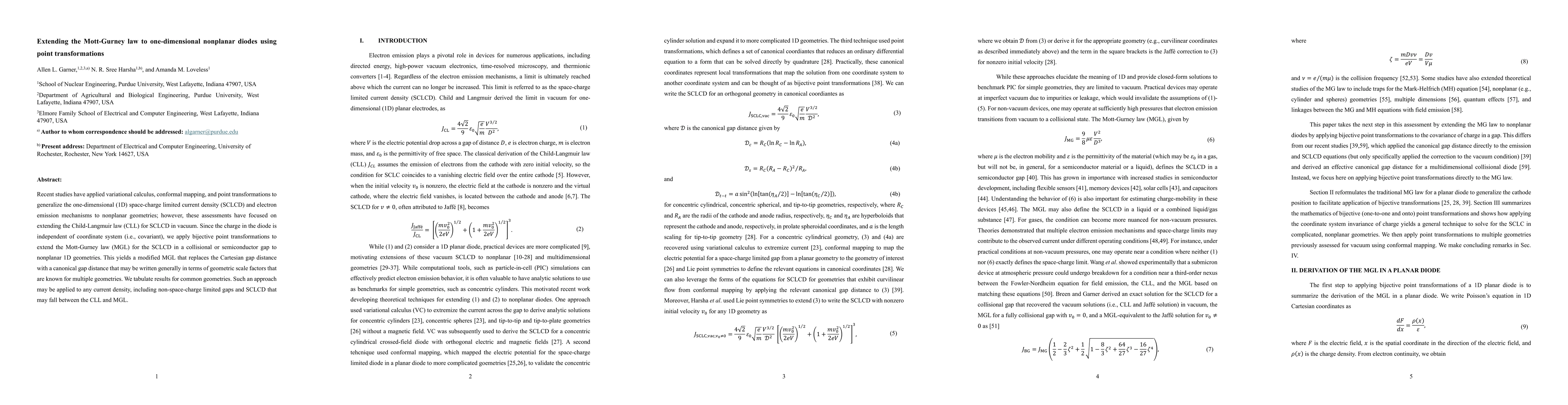 Thumbnail for Extending the Mott-Gurney law to one-dimensional nonplanar diodes using
  point transformations