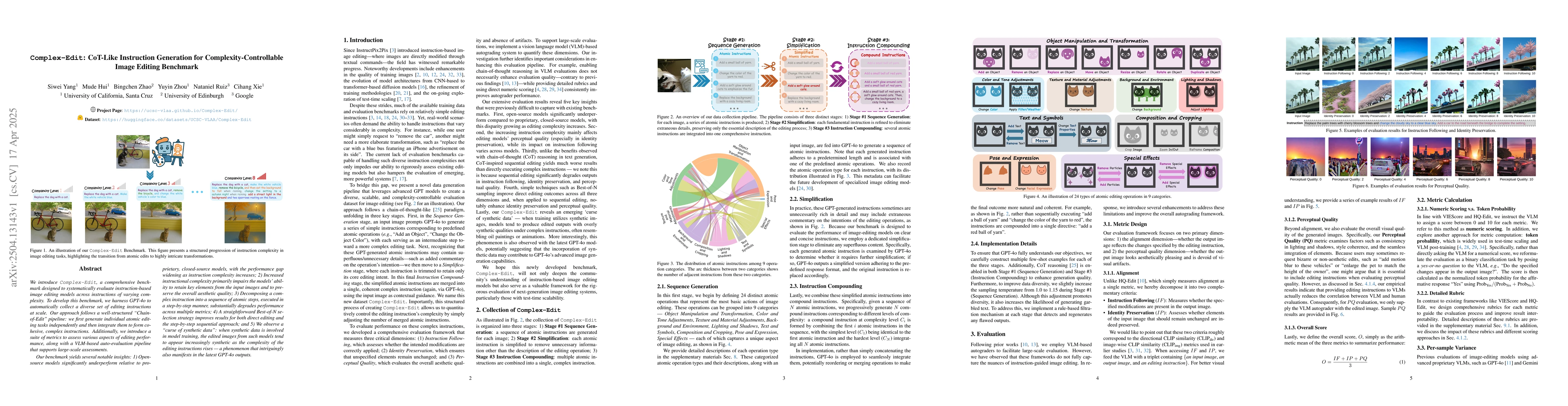 Thumbnail for $\texttt{Complex-Edit}$: CoT-Like Instruction Generation for
  Complexity-Controllable Image Editing Benchmark