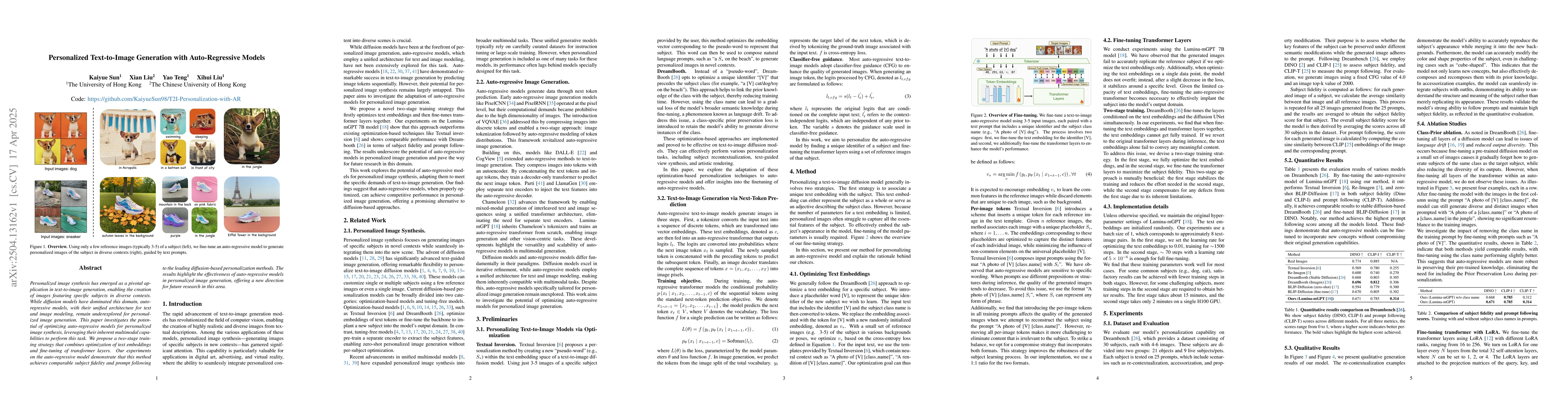 Thumbnail for Personalized Text-to-Image Generation with Auto-Regressive Models