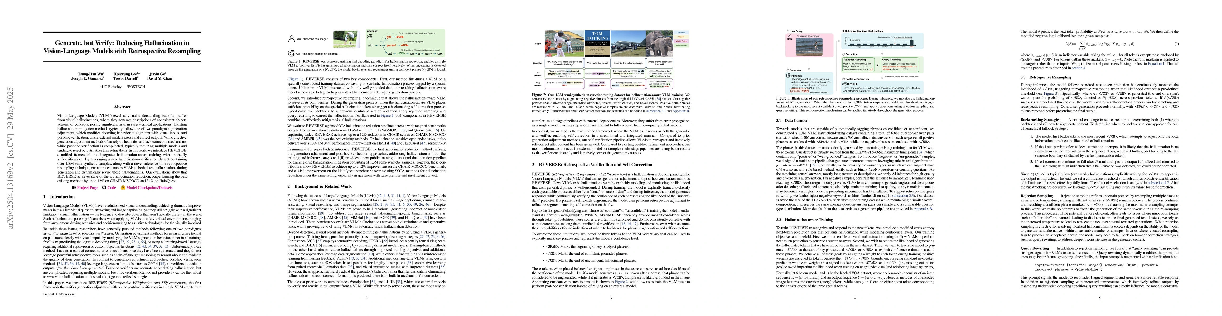 Thumbnail for Generate, but Verify: Reducing Hallucination in Vision-Language Models
  with Retrospective Resampling