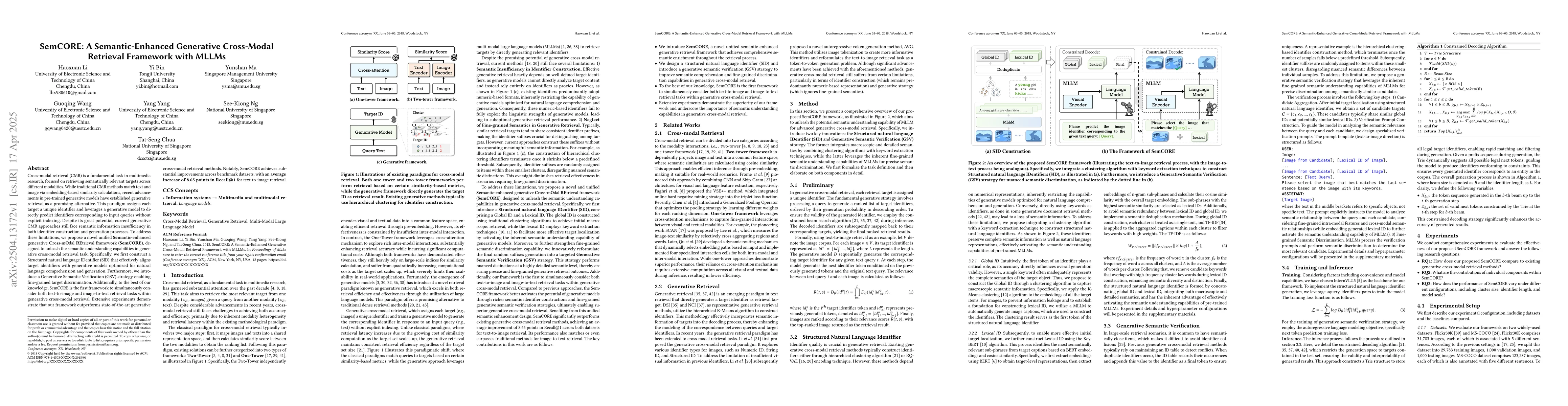 Thumbnail for SemCORE: A Semantic-Enhanced Generative Cross-Modal Retrieval Framework
  with MLLMs