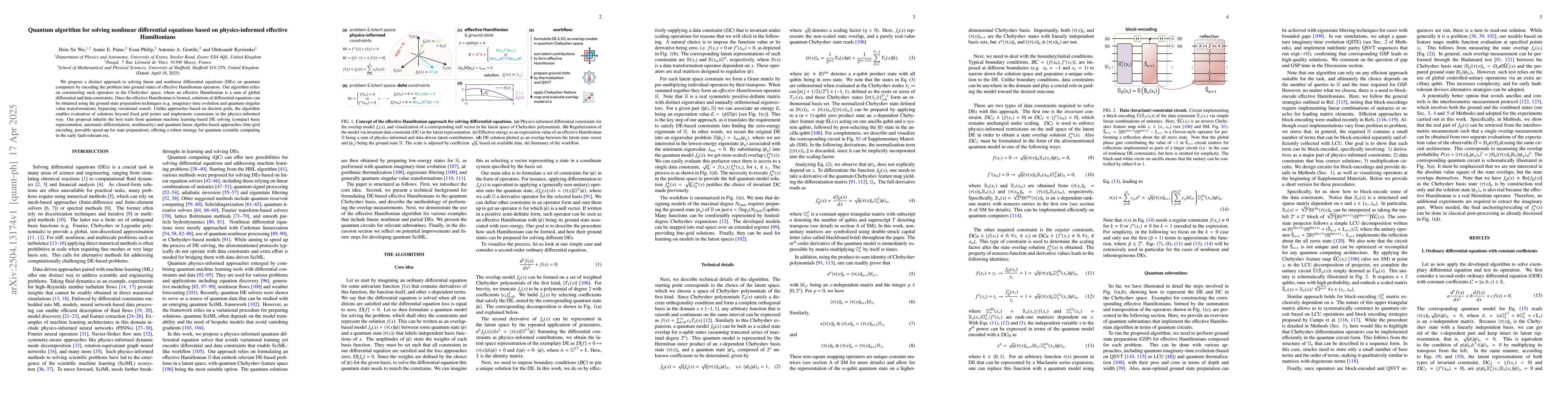 Thumbnail for Quantum algorithm for solving nonlinear differential equations based on
  physics-informed effective Hamiltonians