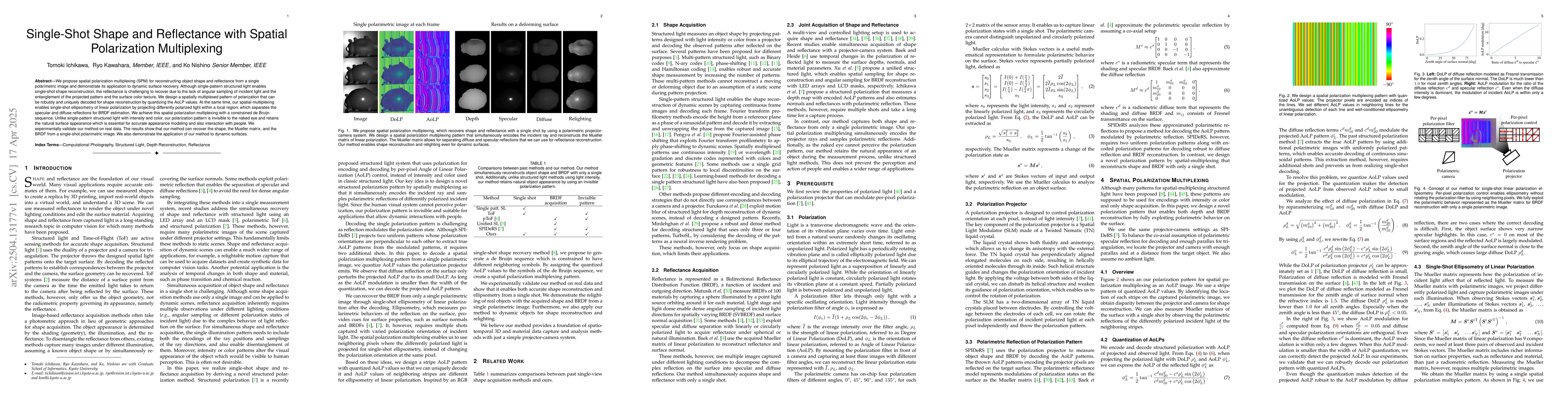 Thumbnail for Single-Shot Shape and Reflectance with Spatial Polarization Multiplexing
