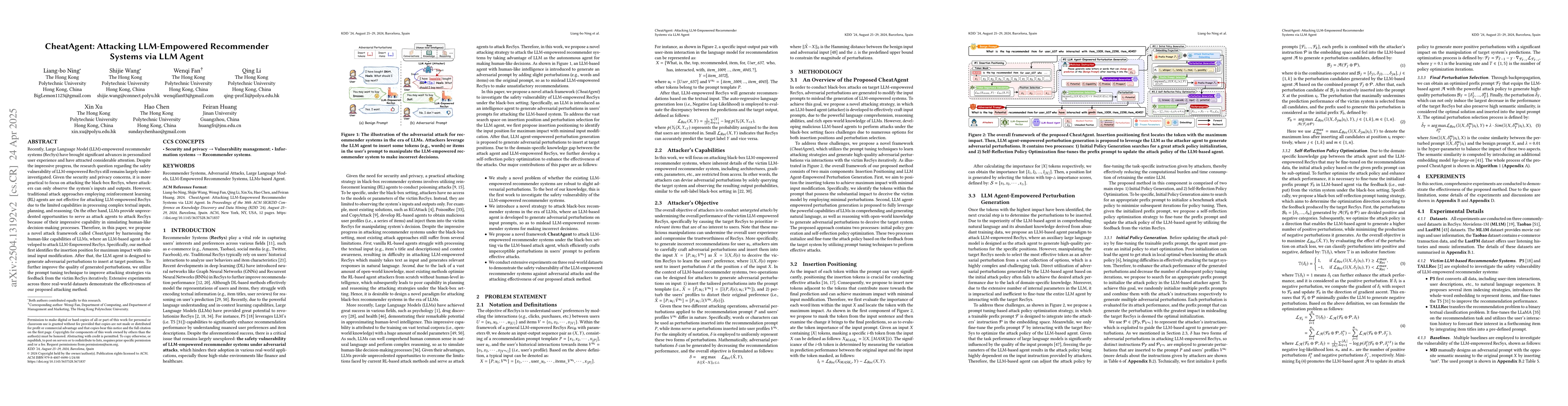 Thumbnail for CheatAgent: Attacking LLM-Empowered Recommender Systems via LLM Agent