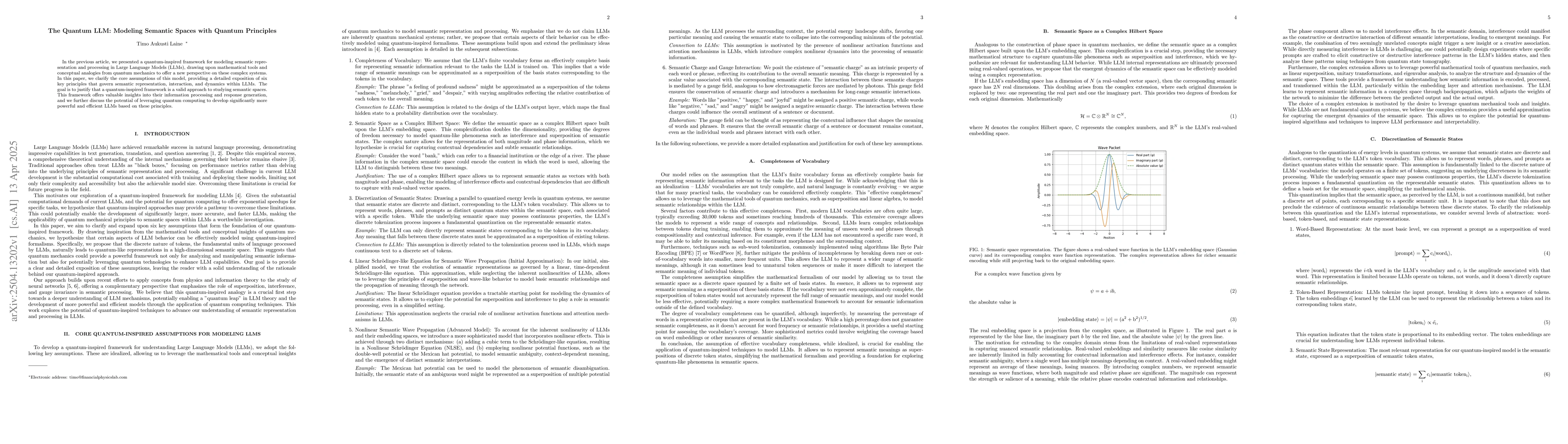 Thumbnail for The Quantum LLM: Modeling Semantic Spaces with Quantum Principles