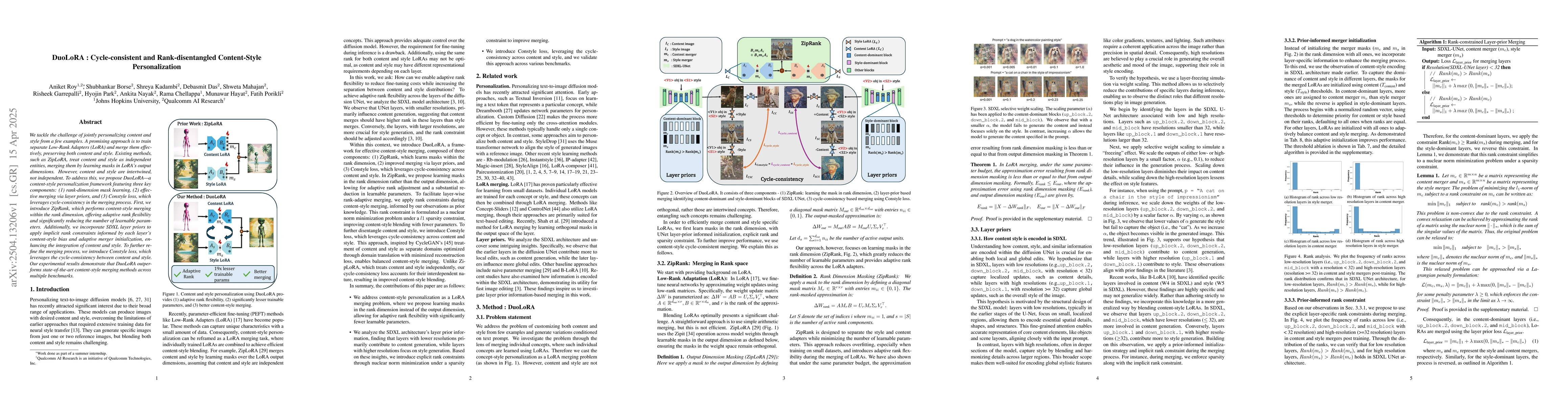 Thumbnail for DuoLoRA : Cycle-consistent and Rank-disentangled Content-Style
  Personalization