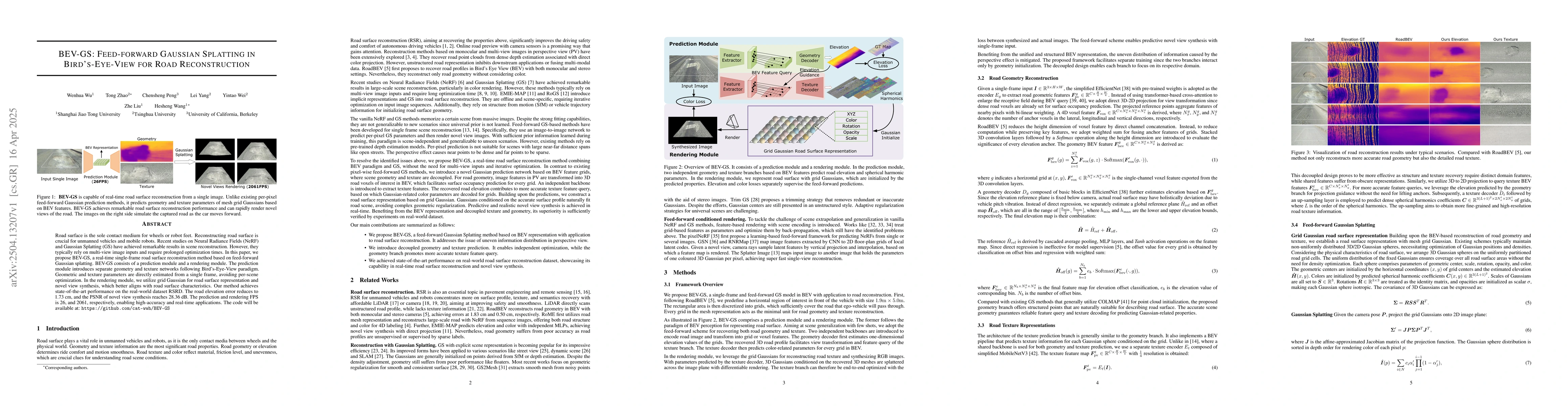 Thumbnail for BEV-GS: Feed-forward Gaussian Splatting in Bird's-Eye-View for Road
  Reconstruction