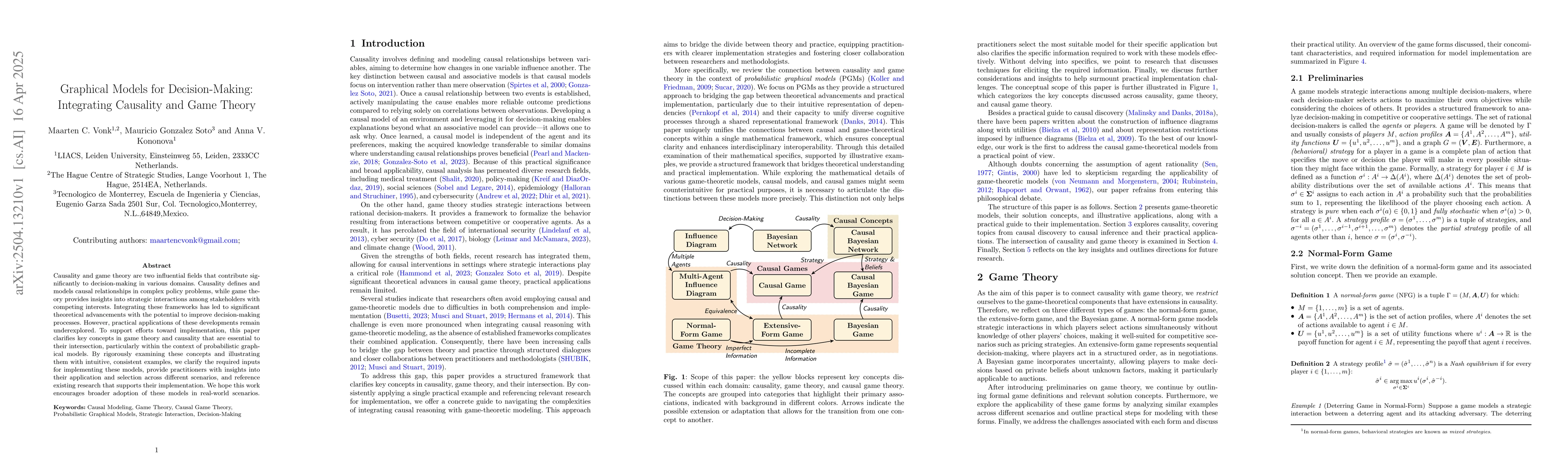 Thumbnail for Graphical Models for Decision-Making: Integrating Causality and Game
  Theory
