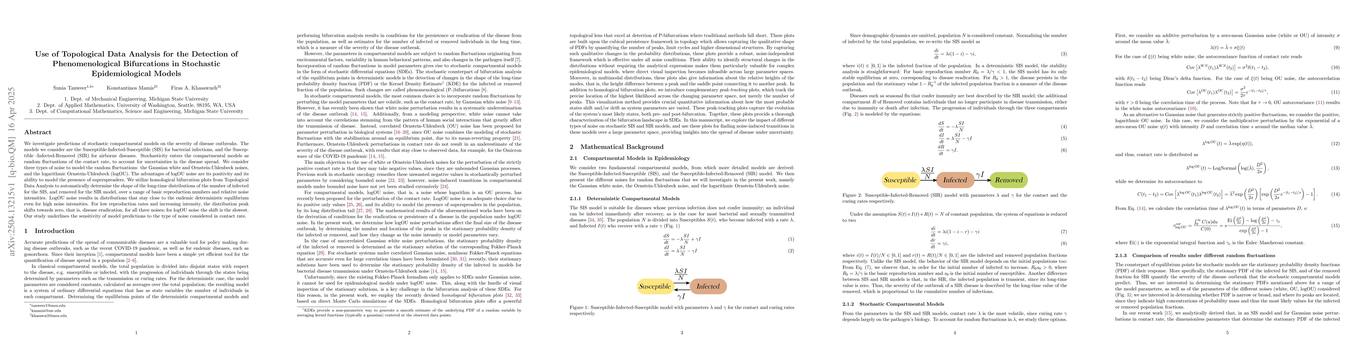 Thumbnail for Use of Topological Data Analysis for the Detection of Phenomenological
  Bifurcations in Stochastic Epidemiological Models