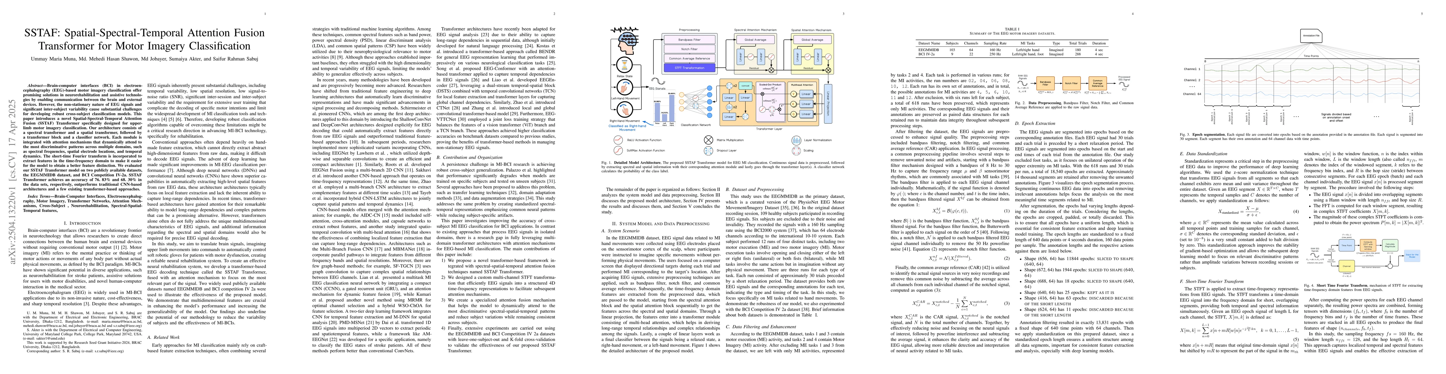 Thumbnail for SSTAF: Spatial-Spectral-Temporal Attention Fusion Transformer for Motor
  Imagery Classification