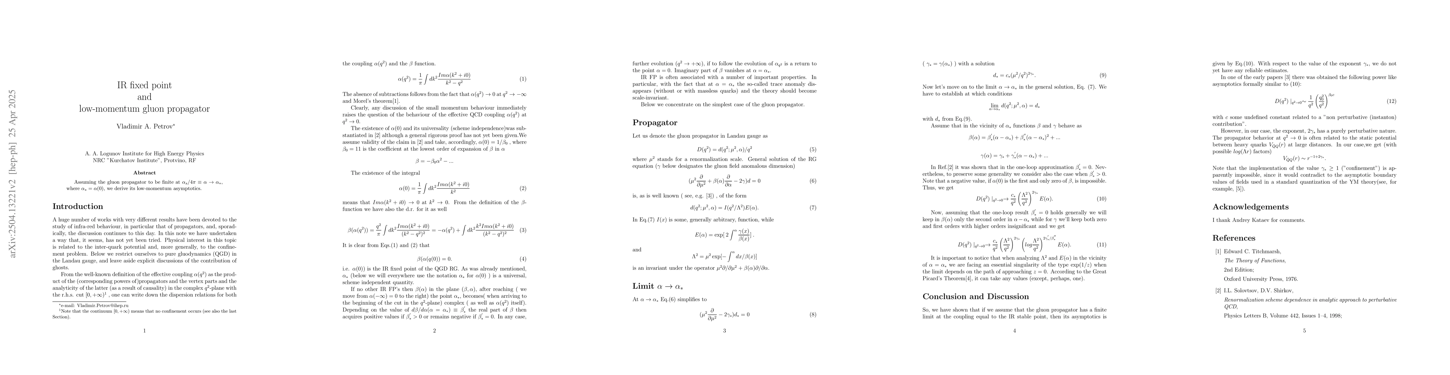 Thumbnail for IR fixed point and low-momentum gluon propagator