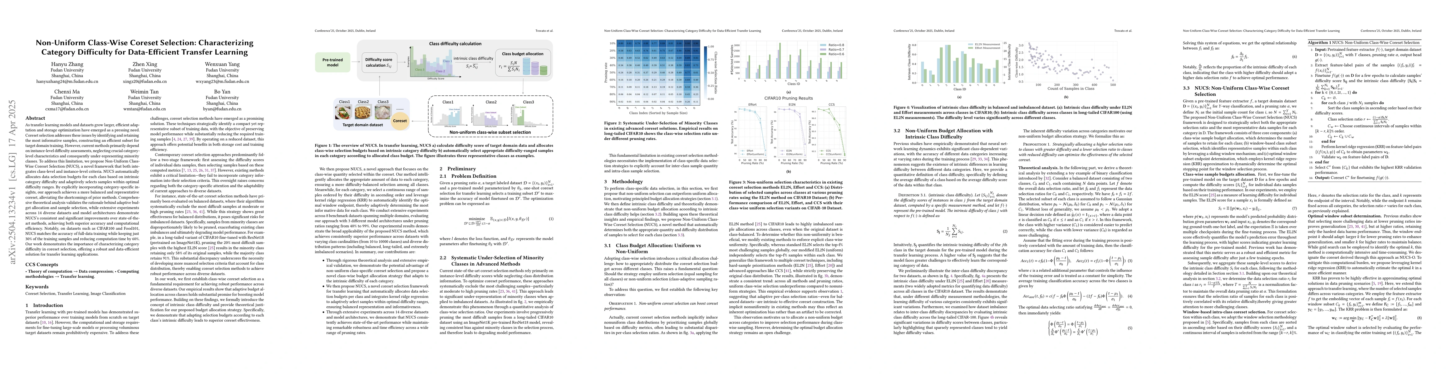 Thumbnail for Non-Uniform Class-Wise Coreset Selection: Characterizing Category
  Difficulty for Data-Efficient Transfer Learning