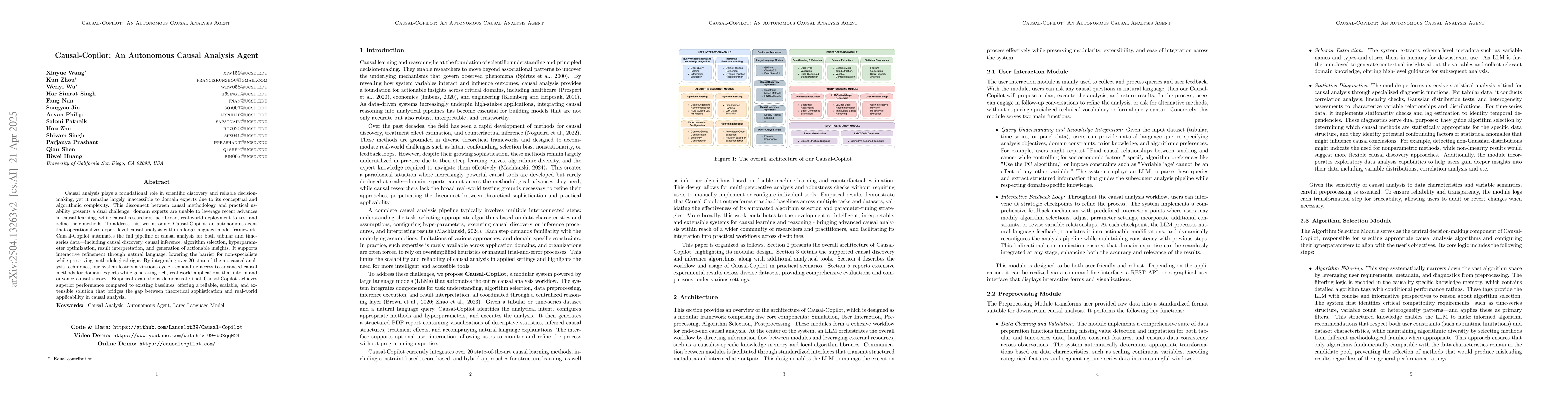 Thumbnail for Causal-Copilot: An Autonomous Causal Analysis Agent