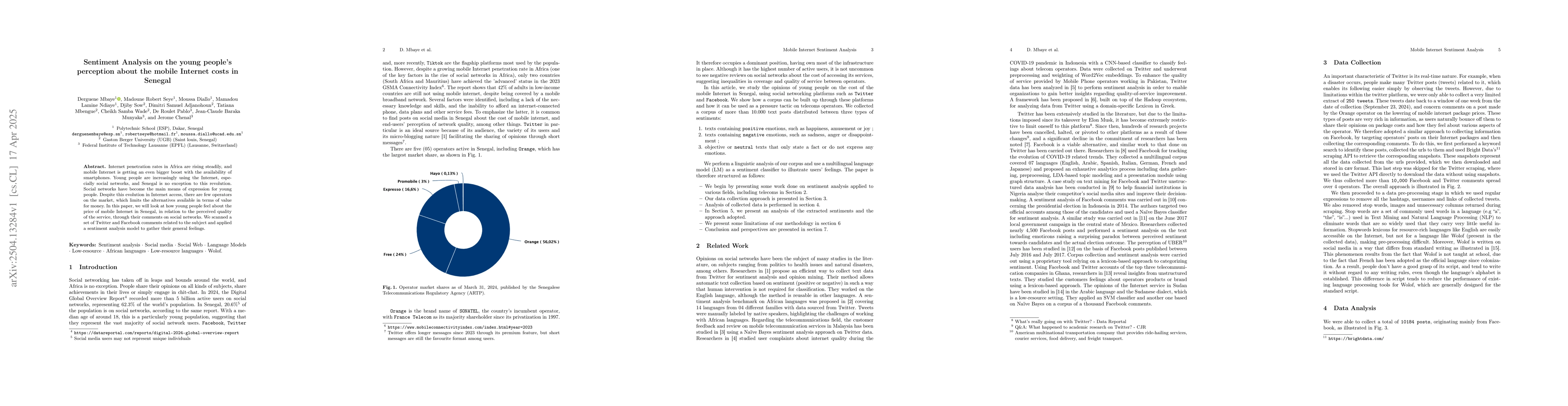 Thumbnail for Sentiment Analysis on the young people's perception about the mobile
  Internet costs in Senegal