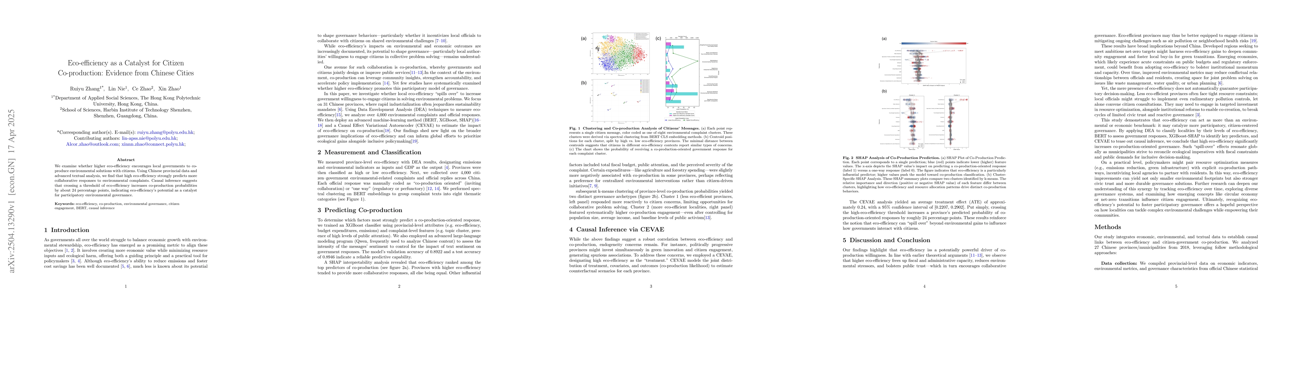Thumbnail for Eco-efficiency as a Catalyst for Citizen Co-production: Evidence from
  Chinese Cities