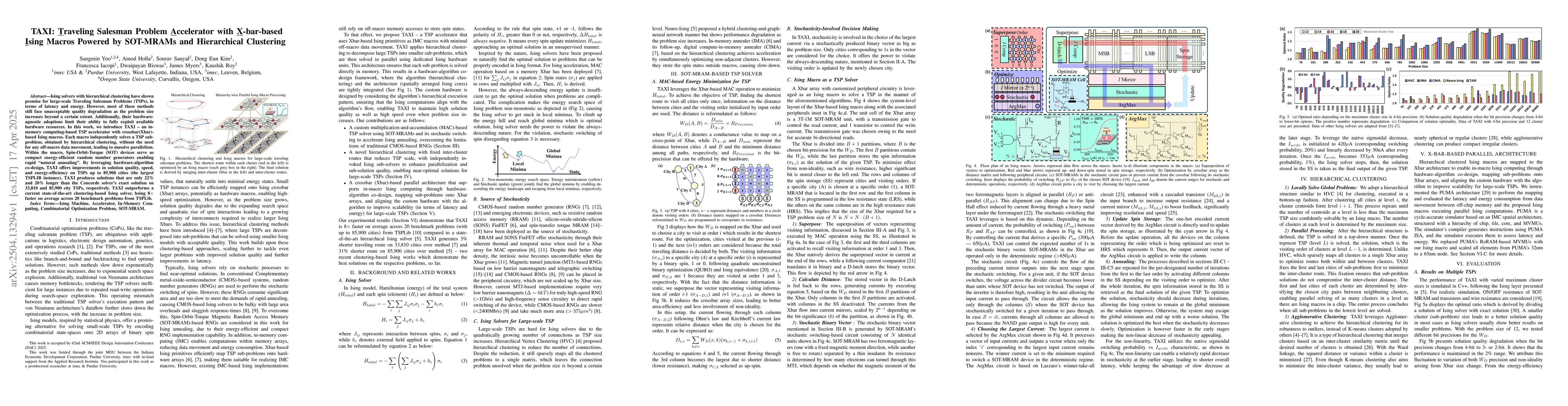 Thumbnail for TAXI: Traveling Salesman Problem Accelerator with X-bar-based Ising
  Macros Powered by SOT-MRAMs and Hierarchical Clustering