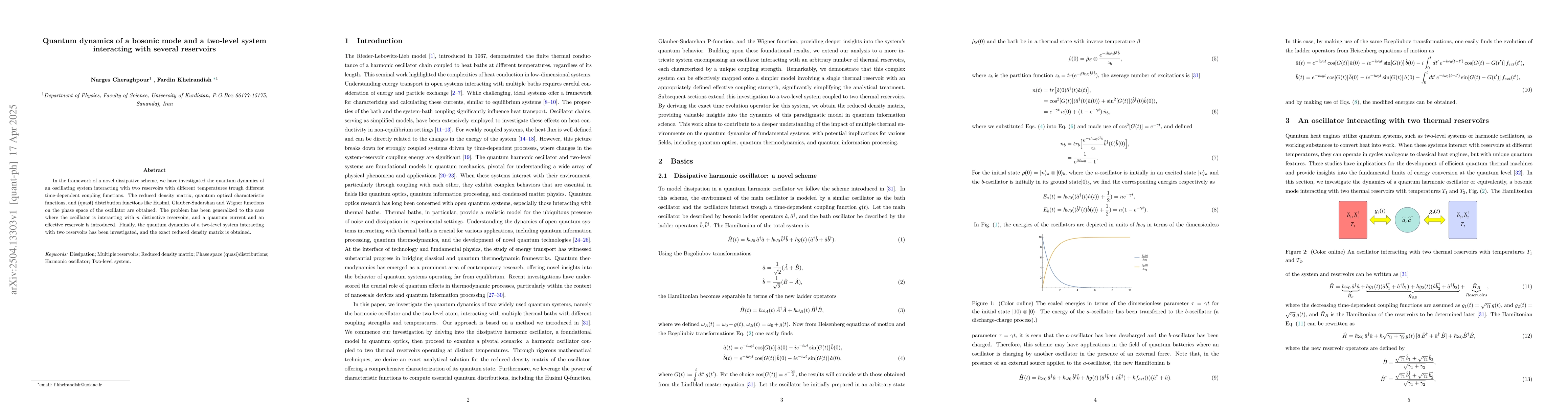 Thumbnail for Quantum dynamics of a bosonic mode and a two-level system interacting
  with several reservoirs