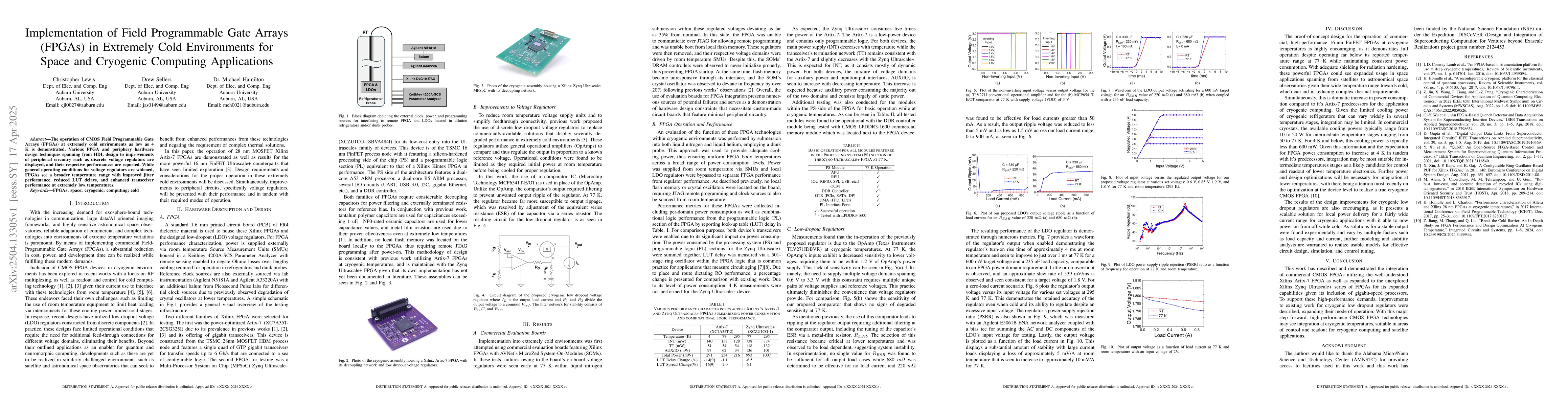 Thumbnail for Implementation of Field Programmable Gate Arrays (FPGAs) in Extremely
  Cold Environments for Space and Cryogenic Computing Applications