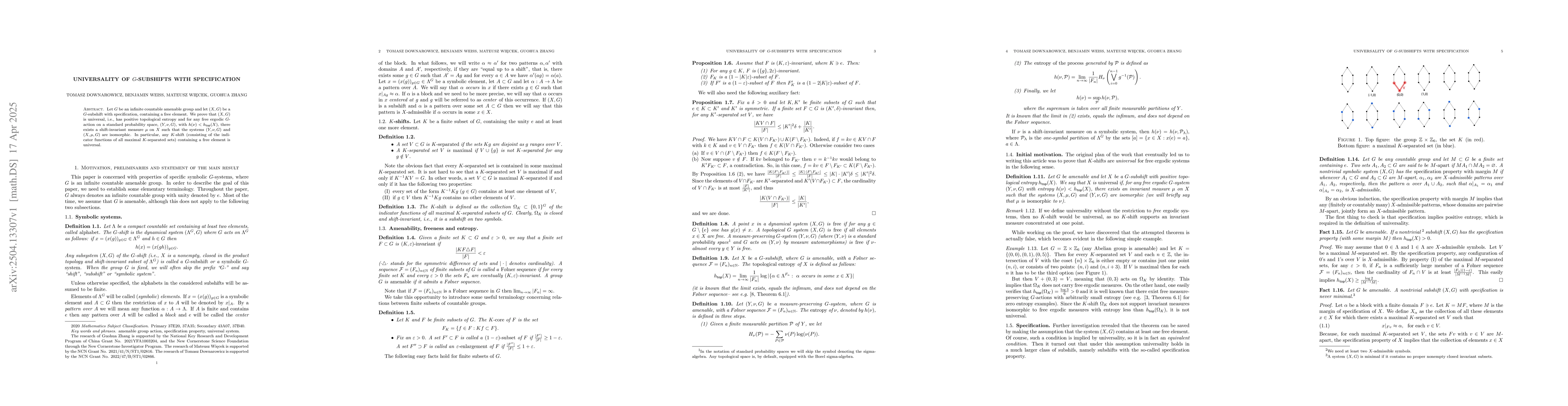 Thumbnail for Universality of G-subshifts with specification