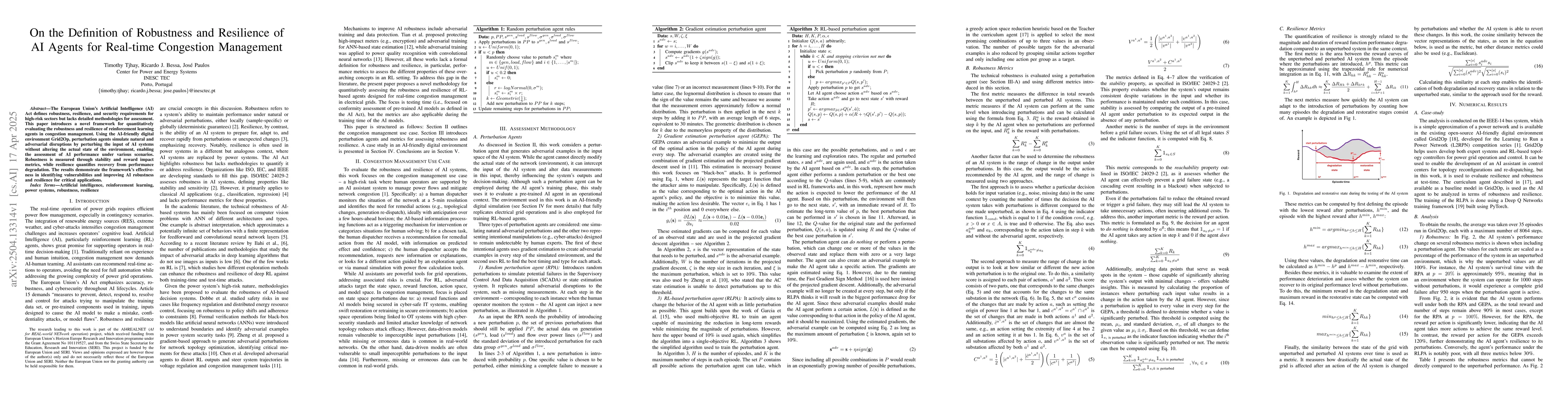 Thumbnail for On the Definition of Robustness and Resilience of AI Agents for
  Real-time Congestion Management