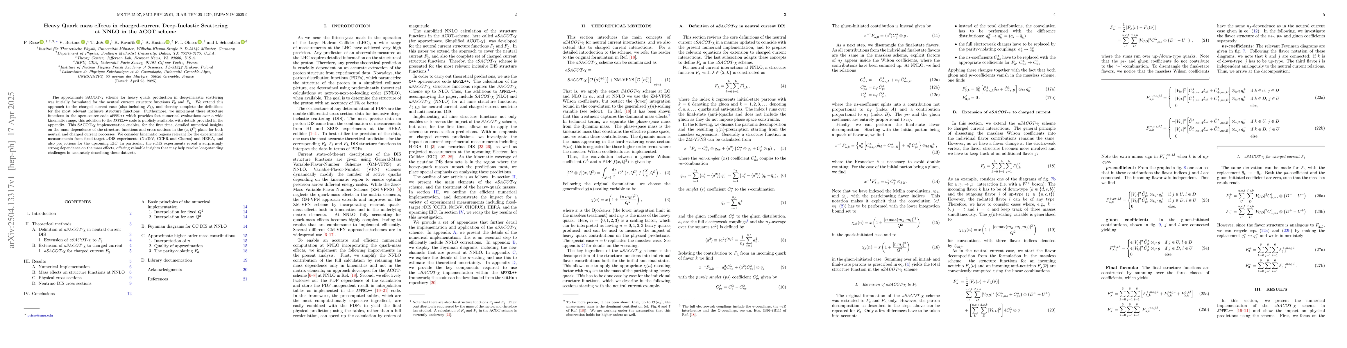 Thumbnail for Heavy Quark mass effects in charged-current Deep-Inelastic Scattering at
  NNLO in the ACOT scheme