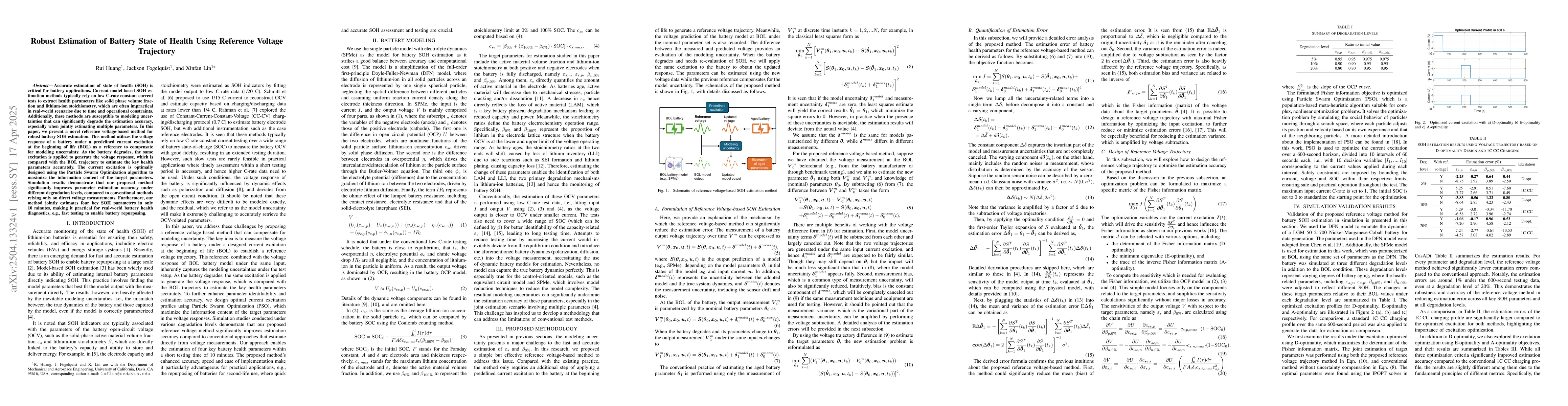 Thumbnail for Robust Estimation of Battery State of Health Using Reference Voltage
  Trajectory