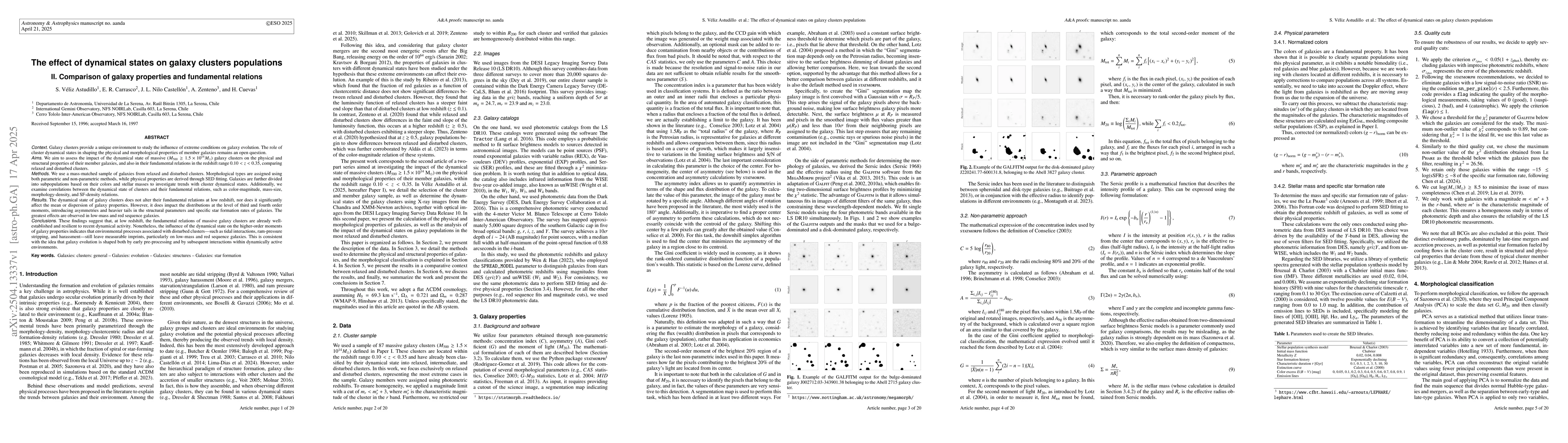 Thumbnail for The effect of dynamical states on galaxy clusters populations. II.
  Comparison of galaxy properties and fundamental relations