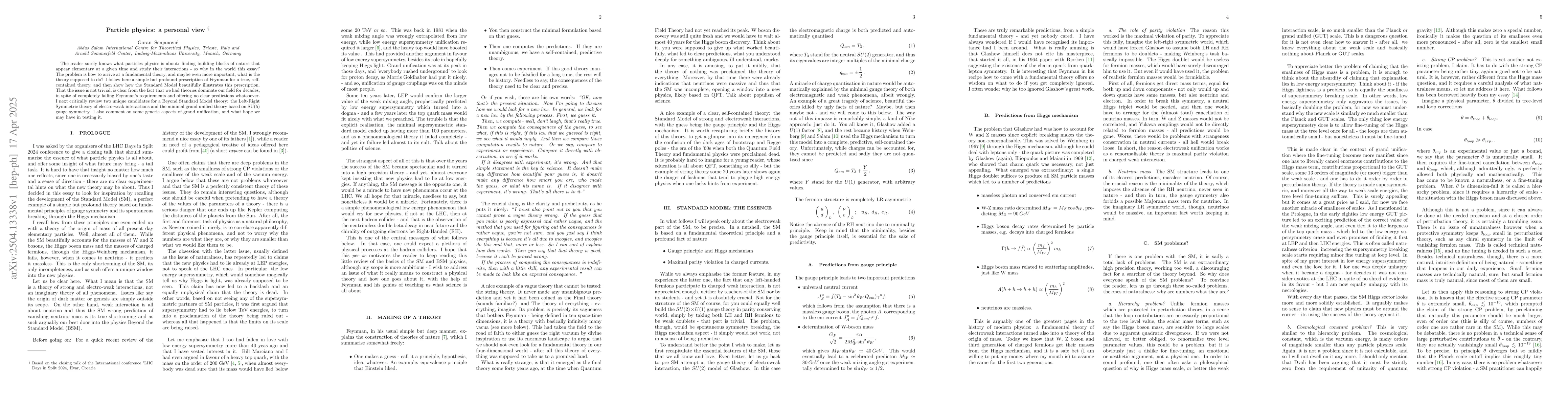 Thumbnail for Particle physics: a personal view