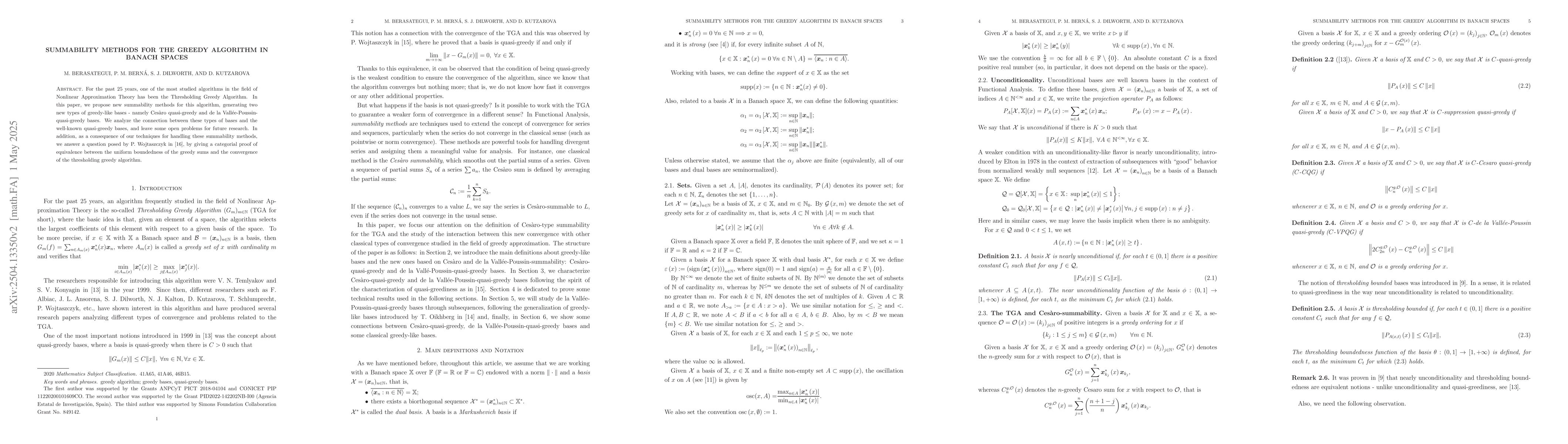 Thumbnail for Summability Methods for the Greedy Algorithm in Banach spaces