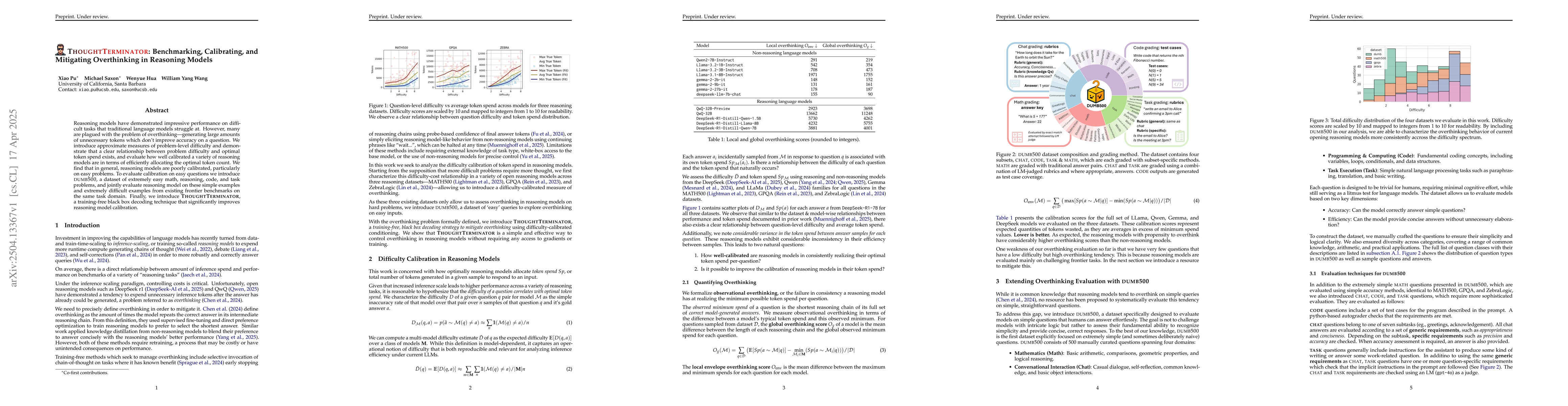 Thumbnail for THOUGHTTERMINATOR: Benchmarking, Calibrating, and Mitigating
  Overthinking in Reasoning Models