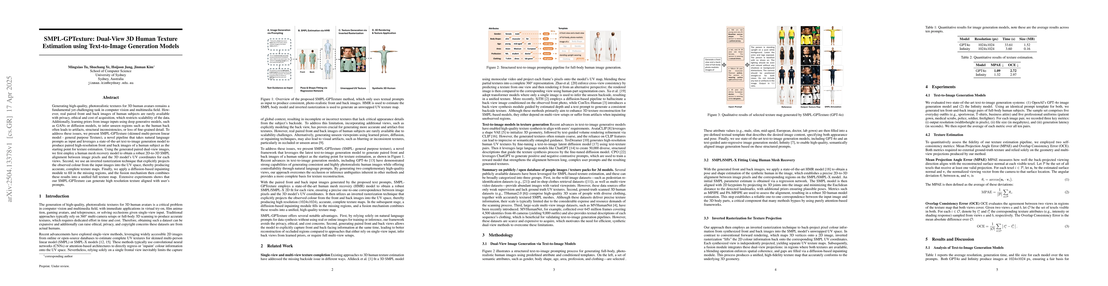 Thumbnail for SMPL-GPTexture: Dual-View 3D Human Texture Estimation using
  Text-to-Image Generation Models