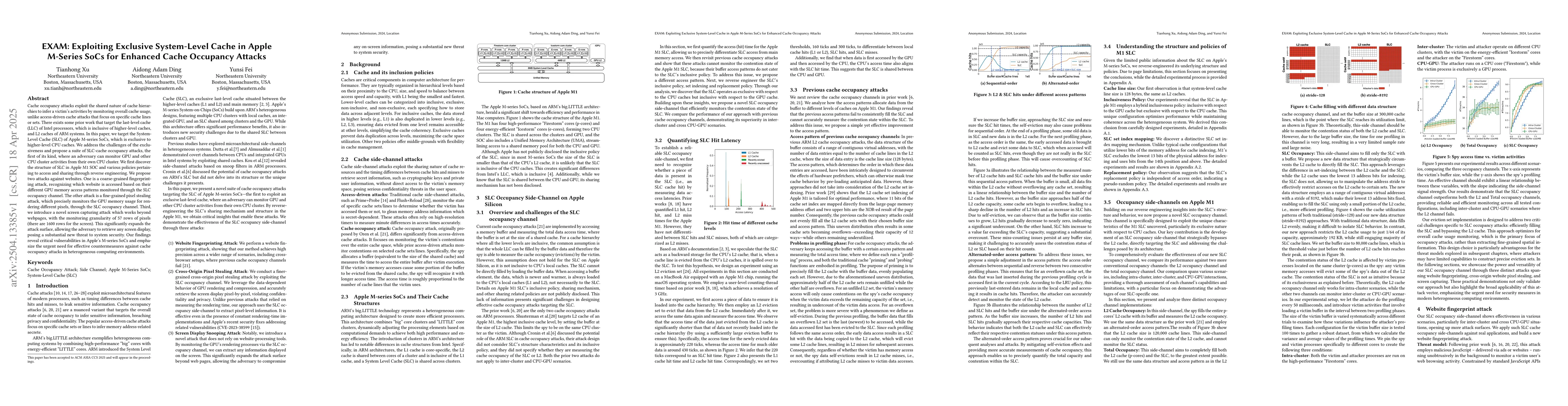 Thumbnail for EXAM: Exploiting Exclusive System-Level Cache in Apple M-Series SoCs for
  Enhanced Cache Occupancy Attacks