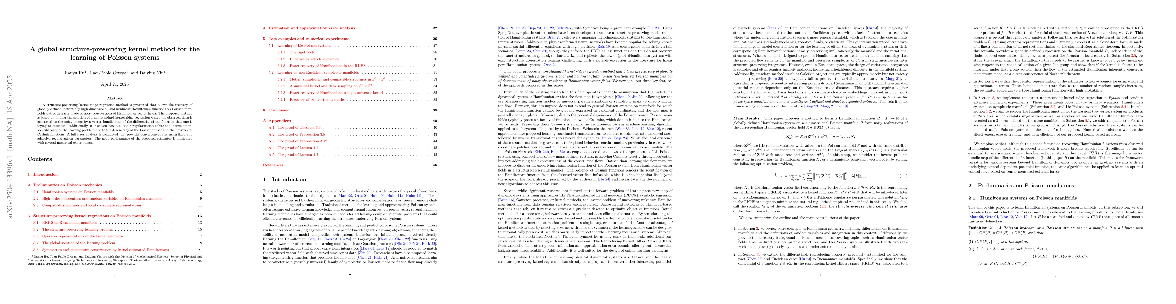 Thumbnail for A global structure-preserving kernel method for the learning of Poisson
  systems