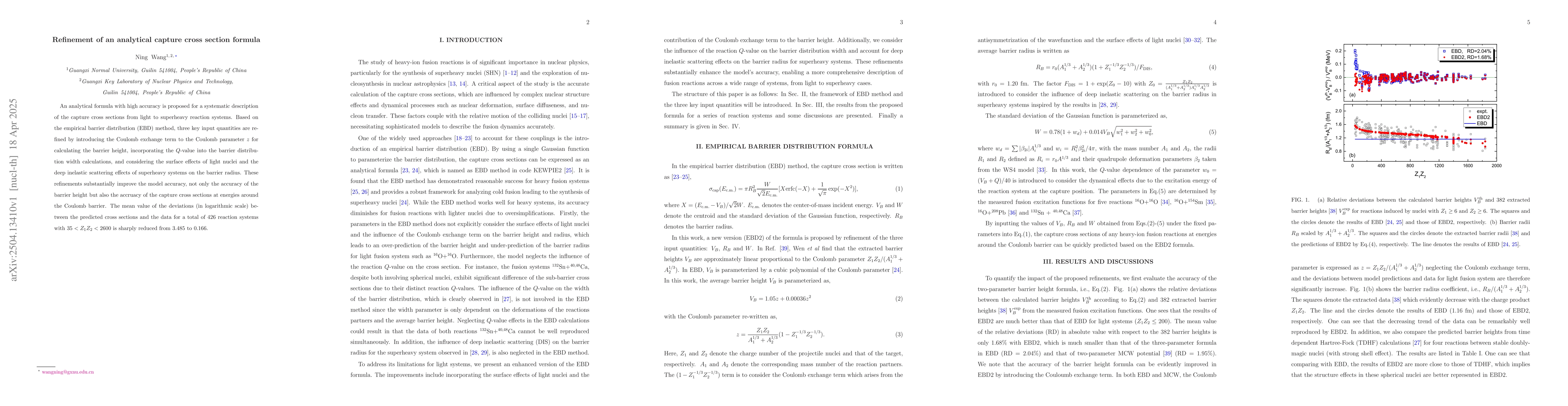 Thumbnail for Refinement of an analytical capture cross section formula