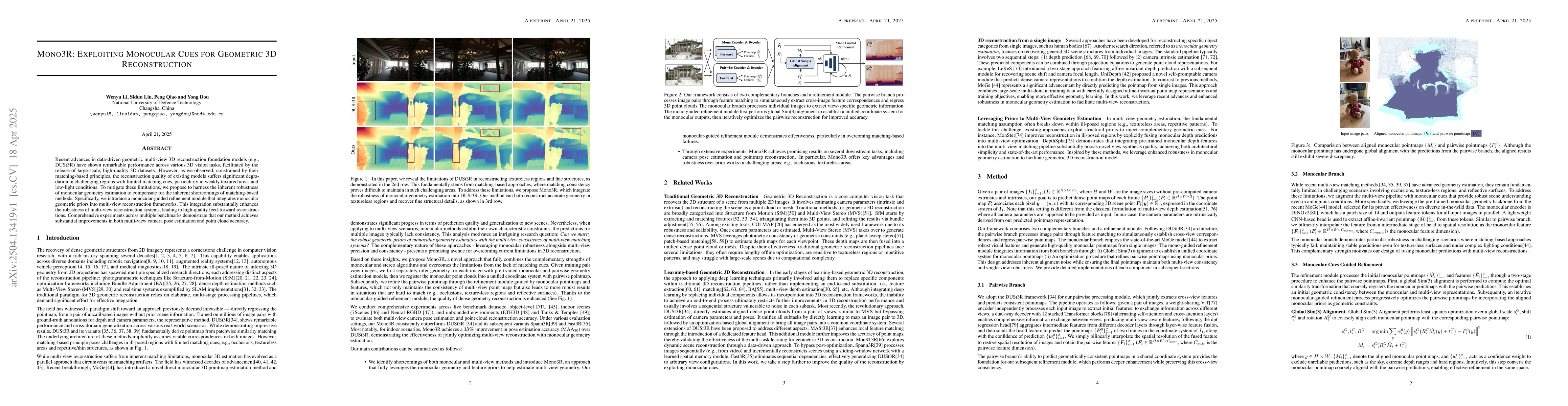 Thumbnail for Mono3R: Exploiting Monocular Cues for Geometric 3D Reconstruction