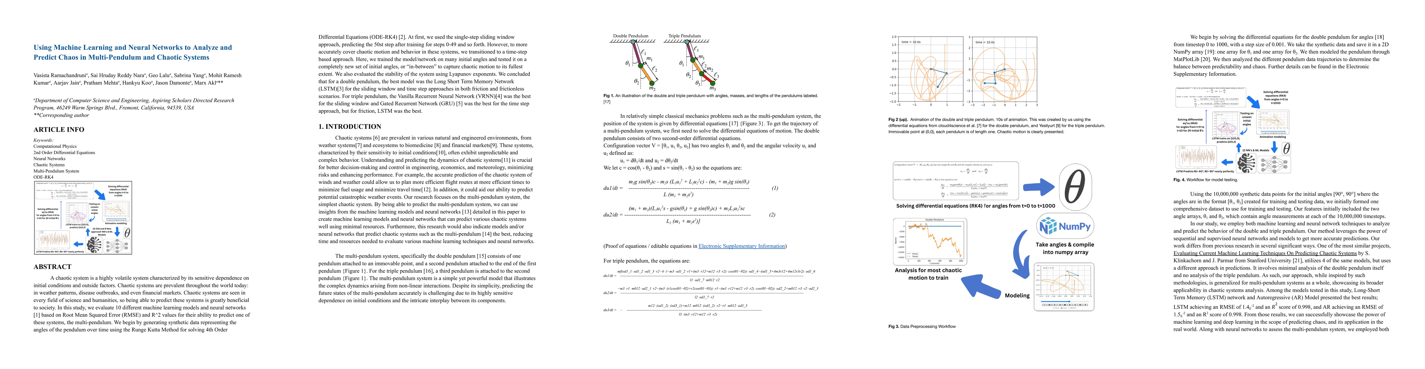 Thumbnail for Using Machine Learning and Neural Networks to Analyze and Predict Chaos
  in Multi-Pendulum and Chaotic Systems