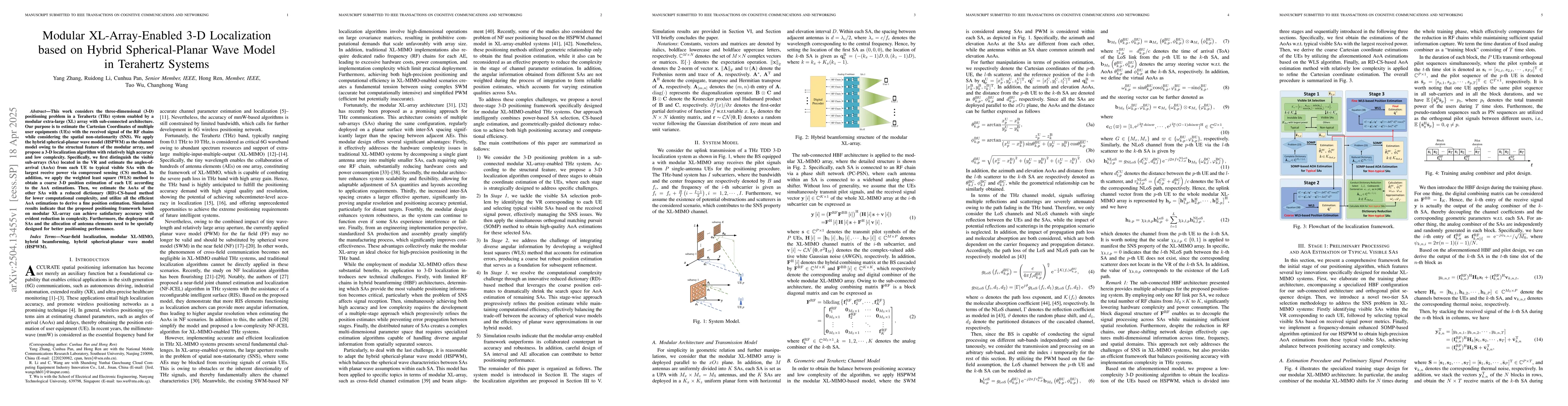 Thumbnail for Modular XL-Array-Enabled 3-D Localization based on Hybrid
  Spherical-Planar Wave Model in Terahertz Systems