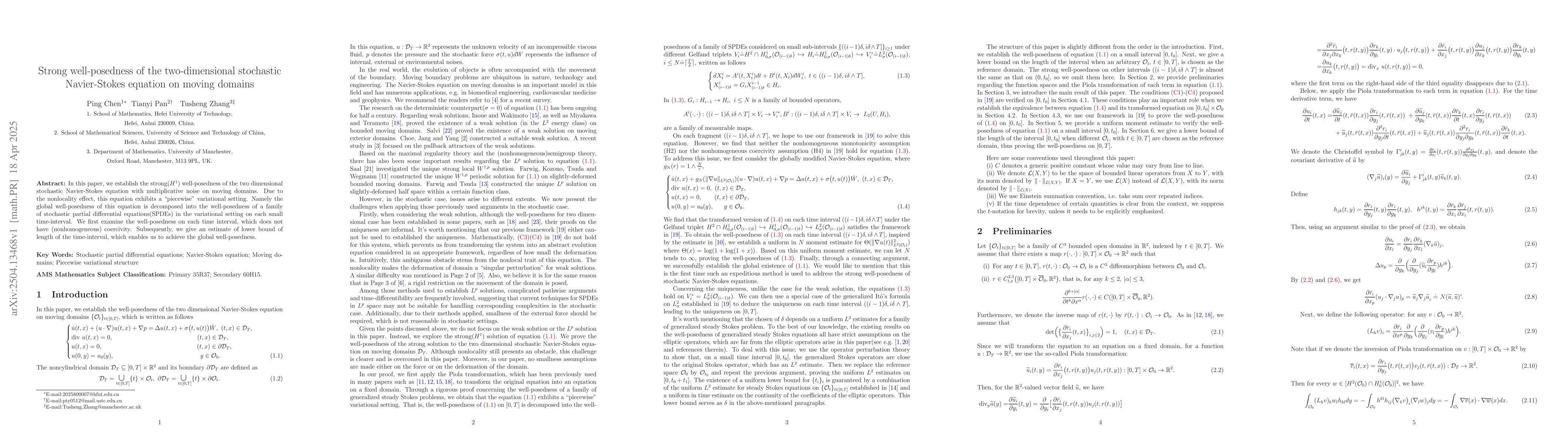 Thumbnail for Strong well-posedness of the two-dimensional stochastic Navier-Stokes
  equation on moving domains