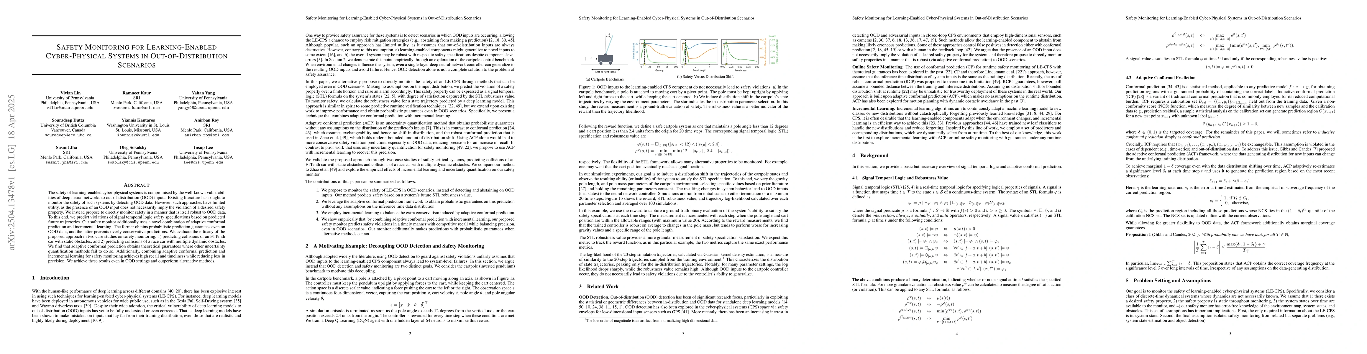 Thumbnail for Safety Monitoring for Learning-Enabled Cyber-Physical Systems in
  Out-of-Distribution Scenarios