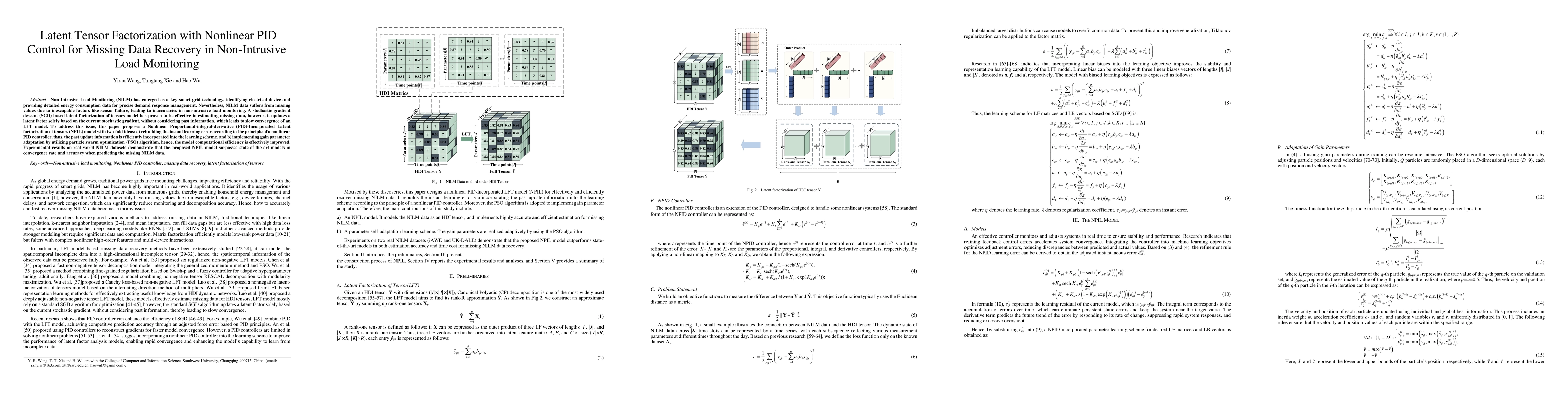 Thumbnail for Latent Tensor Factorization with Nonlinear PID Control for Missing Data
  Recovery in Non-Intrusive Load Monitoring