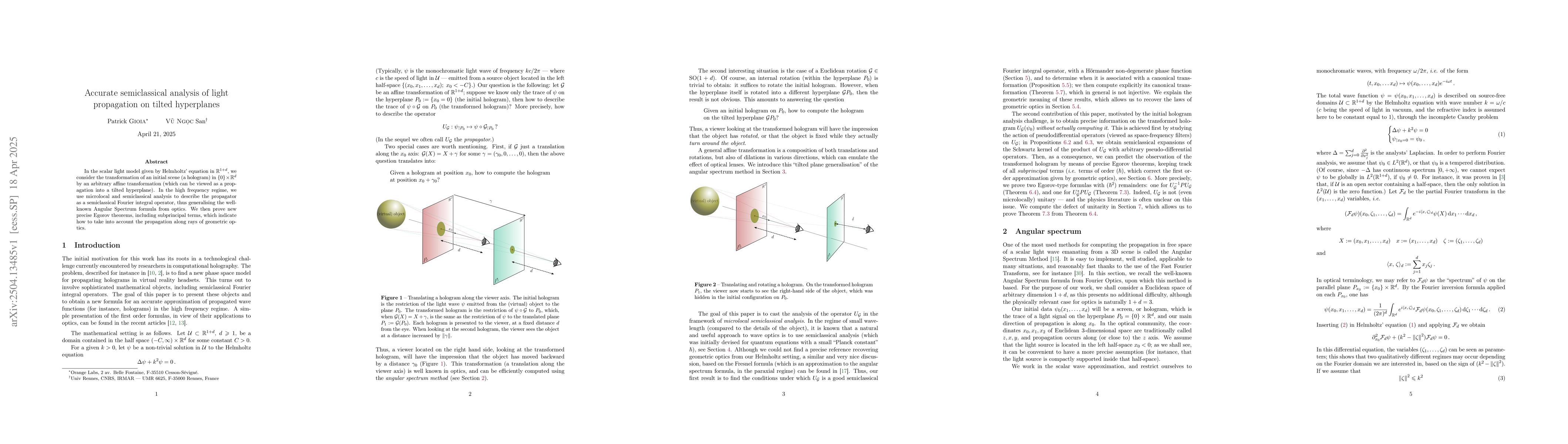 Thumbnail for Accurate semiclassical analysis of light propagation on tilted
  hyperplanes