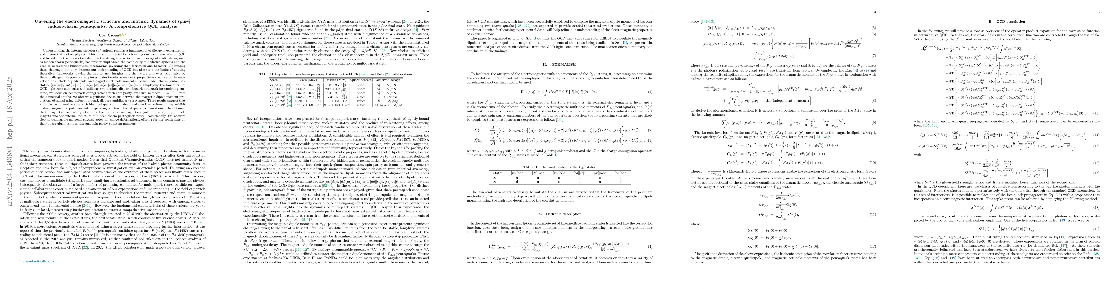 Thumbnail for Unveiling the electromagnetic structure and intrinsic dynamics of
  spin-$\frac{3}{2}$ hidden-charm pentaquarks: A comprehensive QCD analysis