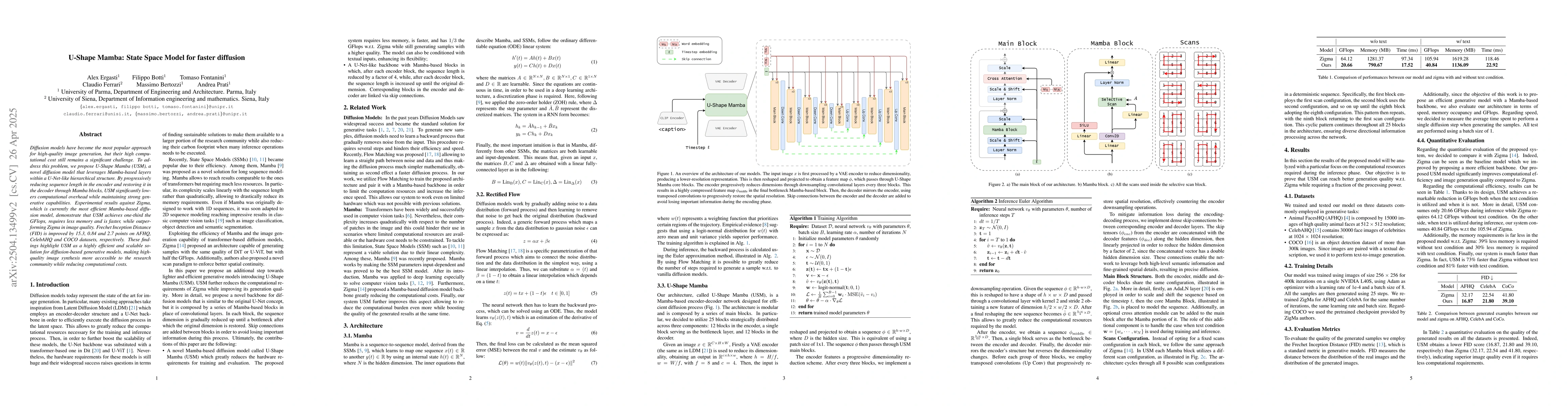 Thumbnail for U-Shape Mamba: State Space Model for faster diffusion