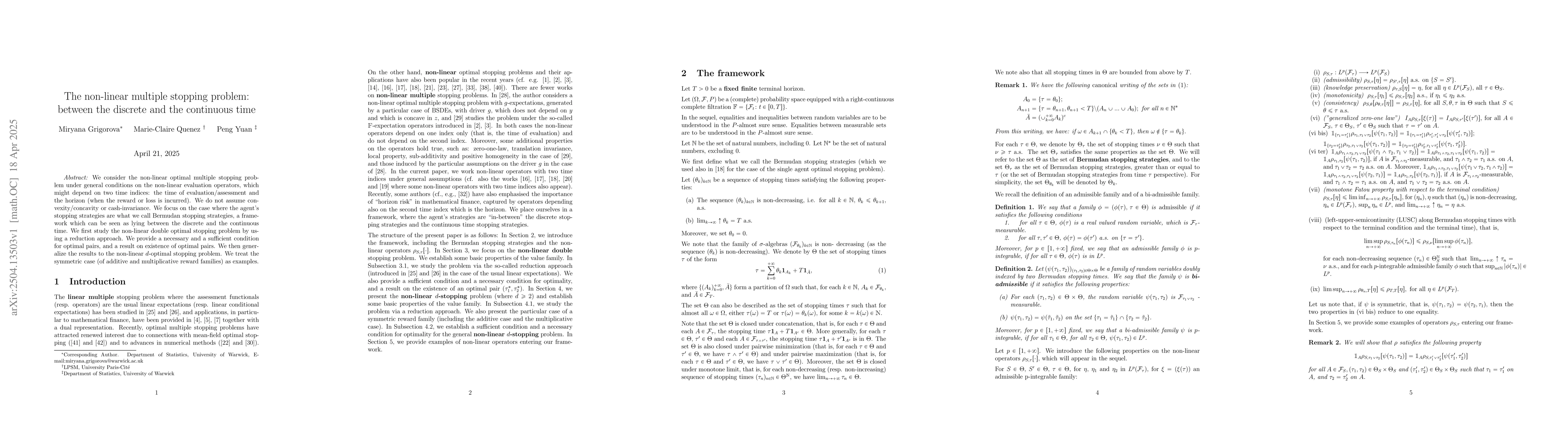 Thumbnail for The non-linear multiple stopping problem: between the discrete and the
  continuous time