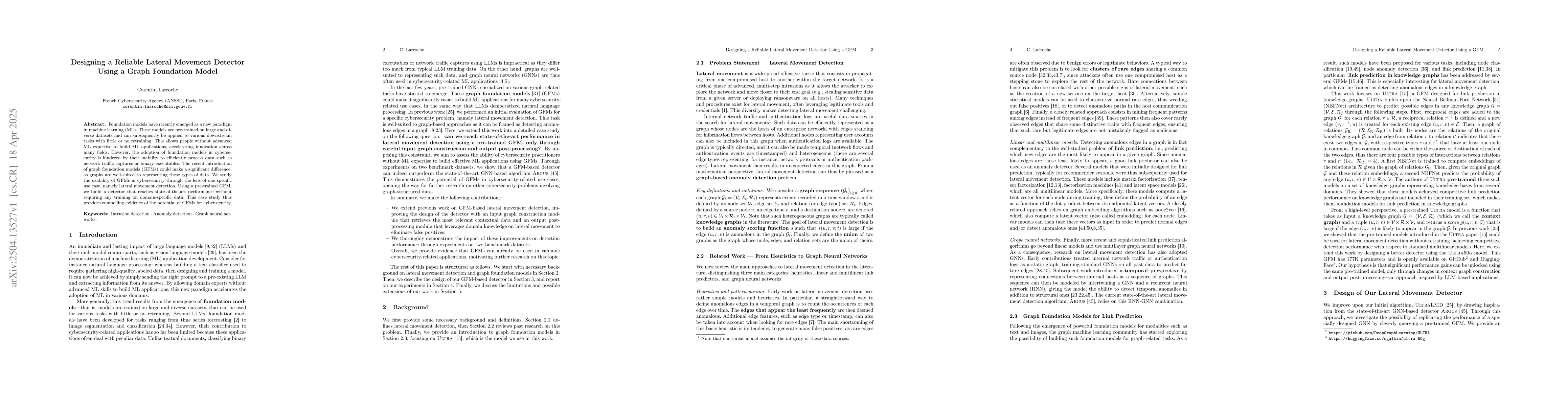 Thumbnail for Designing a reliable lateral movement detector using a graph foundation
  model