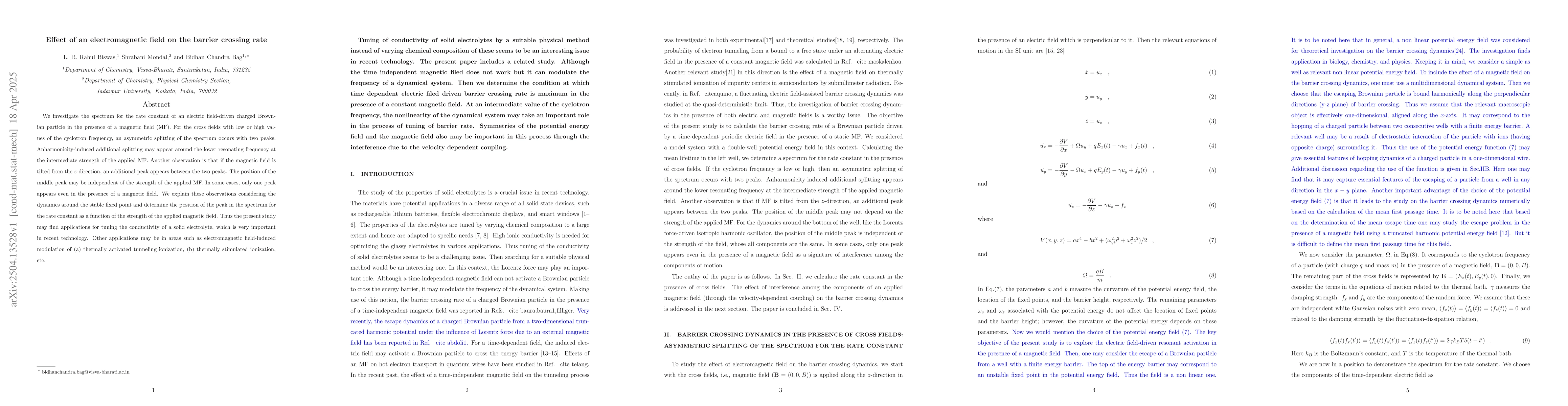 Thumbnail for Effect of an electromagnetic field on the barrier crossing rate